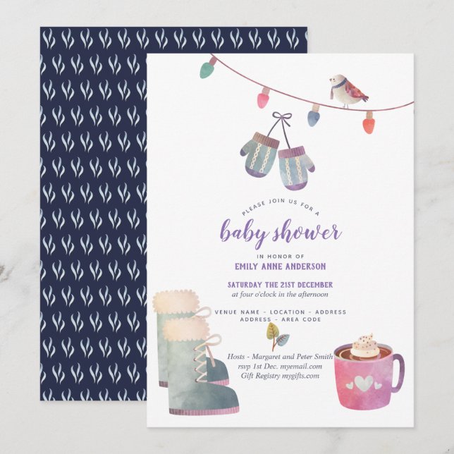 Invitación de Baby Shower al Arte Popular Invitado (Anverso / Reverso)