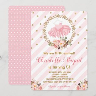 Invitación de Baby Shower al ballet Pink Tutu Ball