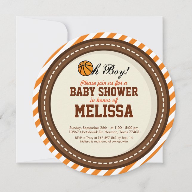Invitación de Baby Shower al baloncesto (Anverso)