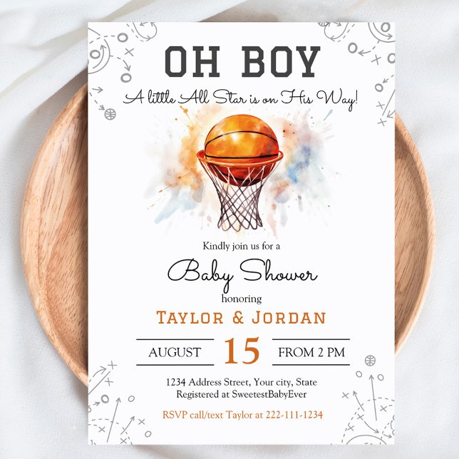 Invitación de Baby Shower al baloncesto (Subido por el creador)