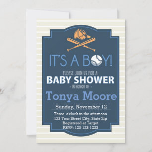 Invitación de Baby Shower al Bate de Béisbol