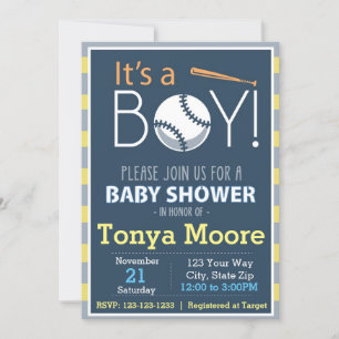 Invitación de Baby Shower al béisbol