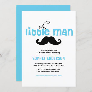 Invitación de Baby Shower al bigote azul