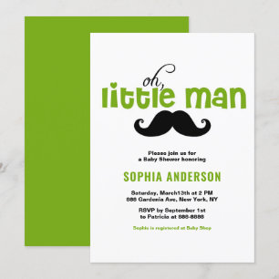 Invitación de Baby Shower al bigote verde