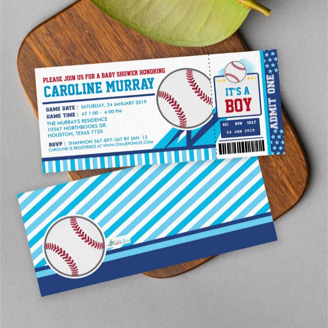 Invitación de Baby Shower al Bóisbol Ticket Pass (Subido por el creador)