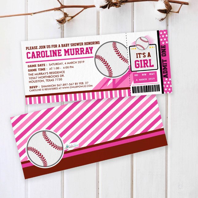 Invitación de Baby Shower al Bóisbol Ticket Pass (Subido por el creador)