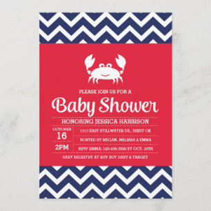 Invitación de Baby Shower al cangrejo, invitación