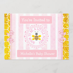 Invitación de Baby Shower al Chica Rosa de Abeja b
