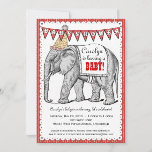 Invitación de Baby Shower al desfile de elefantes