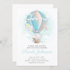 Invitación de Baby Shower al Elefante en Globo de