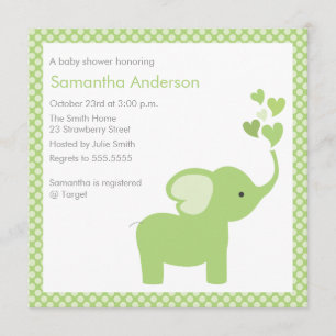 Invitación de Baby Shower al Elephant Hearts - Niñ