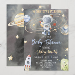 Invitación de Baby Shower al espacio astronauta