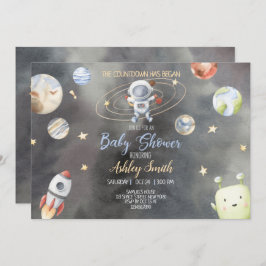 Invitación de Baby Shower al espacio astronauta