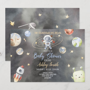 Invitación de Baby Shower al espacio astronauta