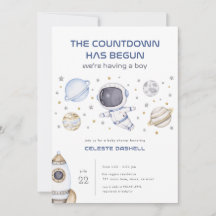 Invitación de Baby Shower al espacio astronauta