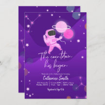 Invitación de Baby Shower al espacio planetario Ch