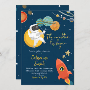 Invitación de Baby Shower al espacio solar planeta