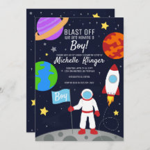 Invitación de Baby Shower al espacio ultraterrestr