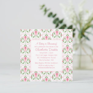 Invitación de Baby Shower al estilo Art Decó Rosa