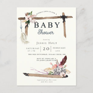 Invitación de Baby Shower al estilo del Boho Occid