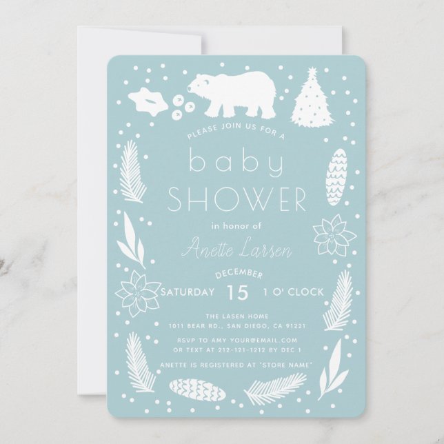 Invitación de Baby Shower al follaje de vacaciones (Anverso)