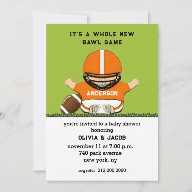Invitación de Baby Shower al fútbol (Anverso)