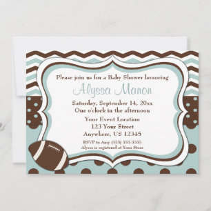 Invitación de Baby Shower al fútbol Blue Mod