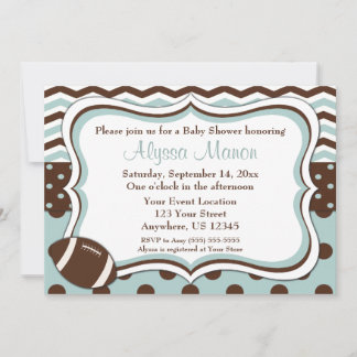 Invitación de Baby Shower al fútbol Blue Mod