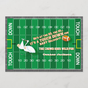 Invitación de Baby Shower al fútbol MVP y Stork