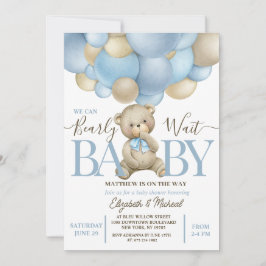 Invitación de Baby Shower al globo de Oso Teddy
