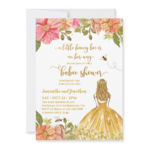 Invitación de Baby Shower al Ilustracion chica Bee