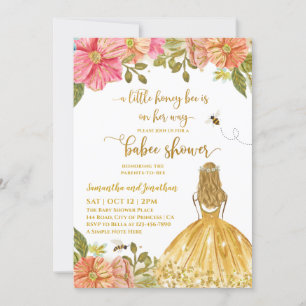 Invitación de Baby Shower al Ilustracion chica Bee