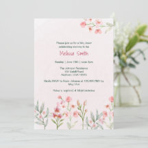 Invitación de Baby Shower al Jardín de flores silv