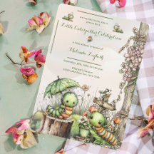 Invitación de Baby Shower al Jardín de Oruga Adora