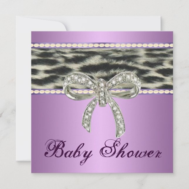 Invitación de Baby Shower al leopardo de las nieve (Anverso)