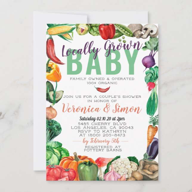 Invitación de Baby Shower al mercado de los agricu (Anverso)