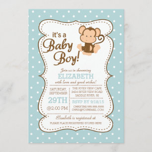 Invitación de Baby Shower al mono azarí de la jung