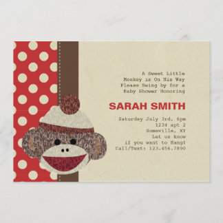 Invitación de Baby Shower al mono de sock