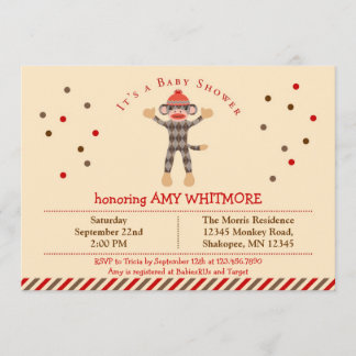 Invitación de Baby Shower al mono sock