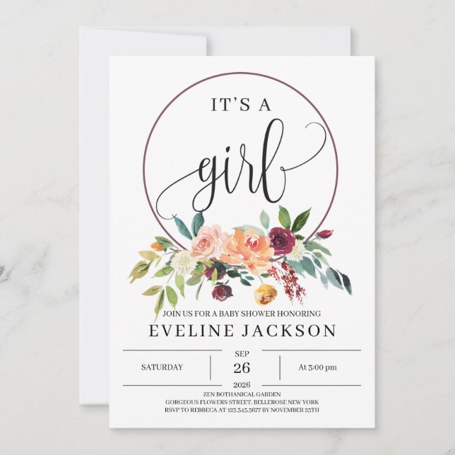 Invitación de Baby Shower al Naranja Marigold de o (Anverso)