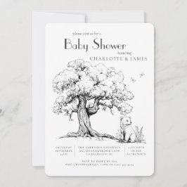 Invitación de Baby Shower al oso de la selva blanc
