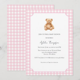 Invitación de Baby Shower al Oso de Peluche Clásic
