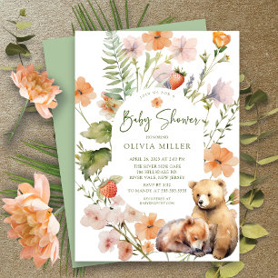 Invitación de Baby Shower al oso delgado de la nat