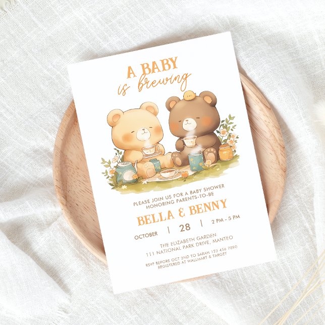Invitación de Baby Shower al oso neutral de género (Subido por el creador)