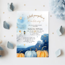 Invitación de Baby Shower al otoño de Blue Gold Pu