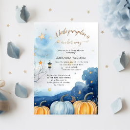 Invitación de Baby Shower al otoño de Blue Gold Pu
