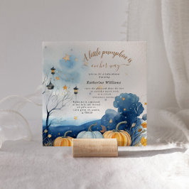 Invitación de Baby Shower al otoño de Blue Gold Pu