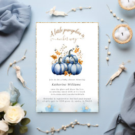 Invitación de Baby Shower al otoño de Blue Gold Pu