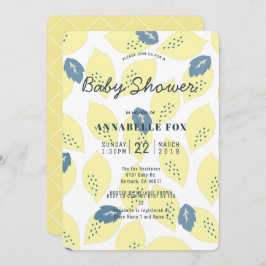 Invitación de Baby Shower al patrón de limón y hoj