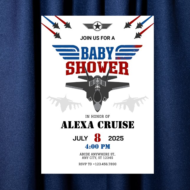 Invitación de Baby Shower al piloto de caza de la  (Subido por el creador)